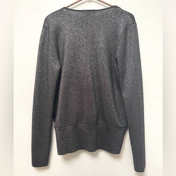 NWT Ann Taylor Shimmer Wrap Long Sleeve, Black Sz M - Picture 2 of 7